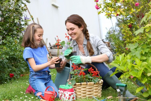 Garden maintenance in South Hackney with tidy lawn and borders